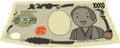 Deformed Cute hand-painted Japanese 10000 yen note