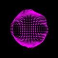 A deformed deflating sphere formed from a sea of dots. An unstable sphere, iridescent with abstract smooth deformations Royalty Free Stock Photo