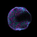 A deformed deflating sphere formed from a sea of dots. An unstable sphere, iridescent with abstract smooth deformations Royalty Free Stock Photo