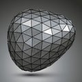 Deformed galvanized 3d abstract object, grayscale asymmetric
