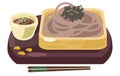 Illustration of zaru soba set_Cologne and cute simple dish vector illustration