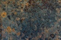 Deformed rusted iron texture with blos and dents Royalty Free Stock Photo