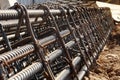 Deformed steel fastened with steel wire, Wire truss scheme for making beam structures. Construction rebar steel work reinforcement Royalty Free Stock Photo