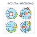 Deglobalisation color icons set