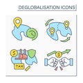 Deglobalisation color icons set