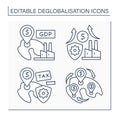 Deglobalisation line icons set