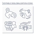 Deglobalisation line icons set