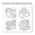 Deglobalisation line icons set