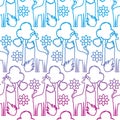 Degraded line giraffe with tree leaves and flower background