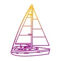 Degraded line sailing boat style transport sea