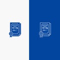 Degree, Achievement, Certificate, Graduate Line and Glyph Solid icon Blue banner Line and Glyph Solid icon Blue banner