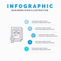 Degree, Achievement, Certificate, Graduate Line icon with 5 steps presentation infographics Background