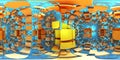 360 degree alien labyrinth, abstract maze background, equirectangular projection, environment map. HDRI spherical panorama