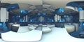 360 degree alien labyrinth, abstract maze background, equirectangular projection, environment map. HDRI spherical panorama