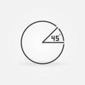 45 degree angle in circle vector concept minimal outline icon Royalty Free Stock Photo