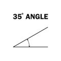 35 degree angle. Geometric mathematical angle with arrow vector icon isolated on white background. Educational learning materials
