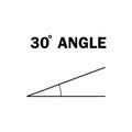 30 degree angle. Geometric mathematical angle with arrow vector icon isolated on white background. Educational learning materials