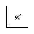 90 degree angle. Icon of 90 degree. Acute angle. Symbol for measure and math isolated on white background. Vector