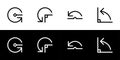 Degree angle icon set. Radian scale.