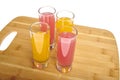 45 degree angle Tall Shot Glasses with Tang Shot & Pink Pussy Cat Royalty Free Stock Photo