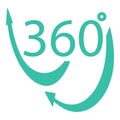 Turquoise 360 degree circular arrow icon isolated on a white background, representing rotation or full circle concepts
