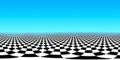 360 degree black and white checkered pattern on blue background, equirectangular projection, environment map. Spherical Royalty Free Stock Photo