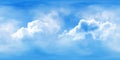 360 degree blue sky background with clouds, equirectangular projection, environment map. HDRI spherical panorama
