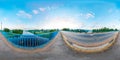 360 degree bridge river spherical panorama Royalty Free Stock Photo