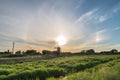 Halo with bright sundogs over the dutch landscape Royalty Free Stock Photo