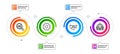 360 degree, Data analysis and Group icons set. Service sign. Virtual reality, Magnifying glass, Managers. Vector