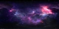 360 degree equirectangular projection space background with nebula and stars, environment map. HDRI spherical panorama Royalty Free Stock Photo