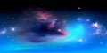 360 degree equirectangular projection space background with nebula and stars Royalty Free Stock Photo