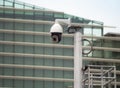 360 Degree fish eye dome CCTV is installed on column in the city
