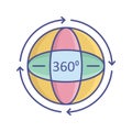 360 degree Flat inside vector icon which can easily modify or edit