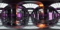 360 degree full panorama environment map of dark abstract tehcnology space station floor with neon light 3d render