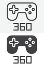 360 degree gamepad vector icon set in line and solid different style Royalty Free Stock Photo
