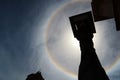 22 degree halo.rainbow ring around the sun