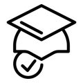 Degree hat icon, outline style Royalty Free Stock Photo