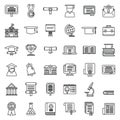 Degree icons set outline vector. Academic bachelor