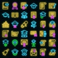 Degree icons set vector neon Royalty Free Stock Photo