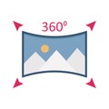 360 degree image Flat inside vector icon which can easily modify or edit
