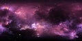 360 degree interstellar cloud of dust and gas. Space background with nebula and stars. Glowing nebula, equirectangular projection,