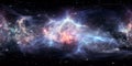 360 Degree Interstellar Cloud Of Dust And Gas. Space Background With Nebula And Stars. Glowing Nebula, Equirectangular Projection