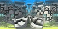 360 degree labyrinth, abstract maze background, equirectangular projection, environment map. HDRI spherical panorama