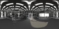 4K HDRI map, spherical environment panorama background, room with pipes, high contrast interior light source 3d equirectangular r Royalty Free Stock Photo
