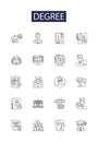 Degree line vector icons and signs. Associate, Bachelor, Master, Doctorate, PhD, Graduate, Academic, Diploma outline