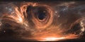 360 degree massive black hole panorama, equirectangular projection, environment map. HDRI spherical panorama Royalty Free Stock Photo