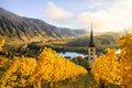 180-degree Moselle loop, vineyards, landscape and lighting in the morning, sunrise in autumn