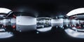 360 degree panorama of abstract futuristic technology design building interior 3d render illustration hdr hdri vr style