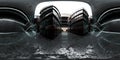 360 degree panorama of futuristic industry site building 3d render illustration